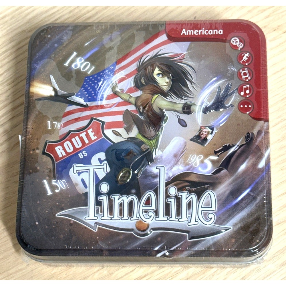 Asmodee Timeline Americana Card Game US History Trivia Collector Tin